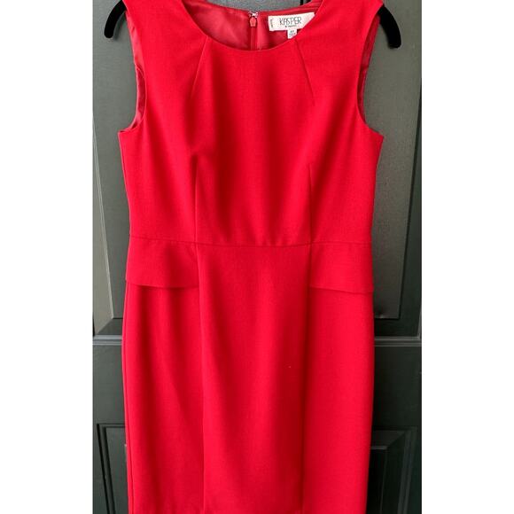 Kasper 4P Red Sheath Dress w/ Faux Peplum Detail Career Office Professional Work - Picture 1 of 6